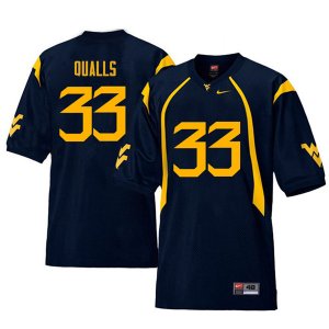 Men's West Virginia Mountaineers NCAA #33 Quondarius Qualls Navy Authentic Nike Retro Stitched College Football Jersey MC15U71MH